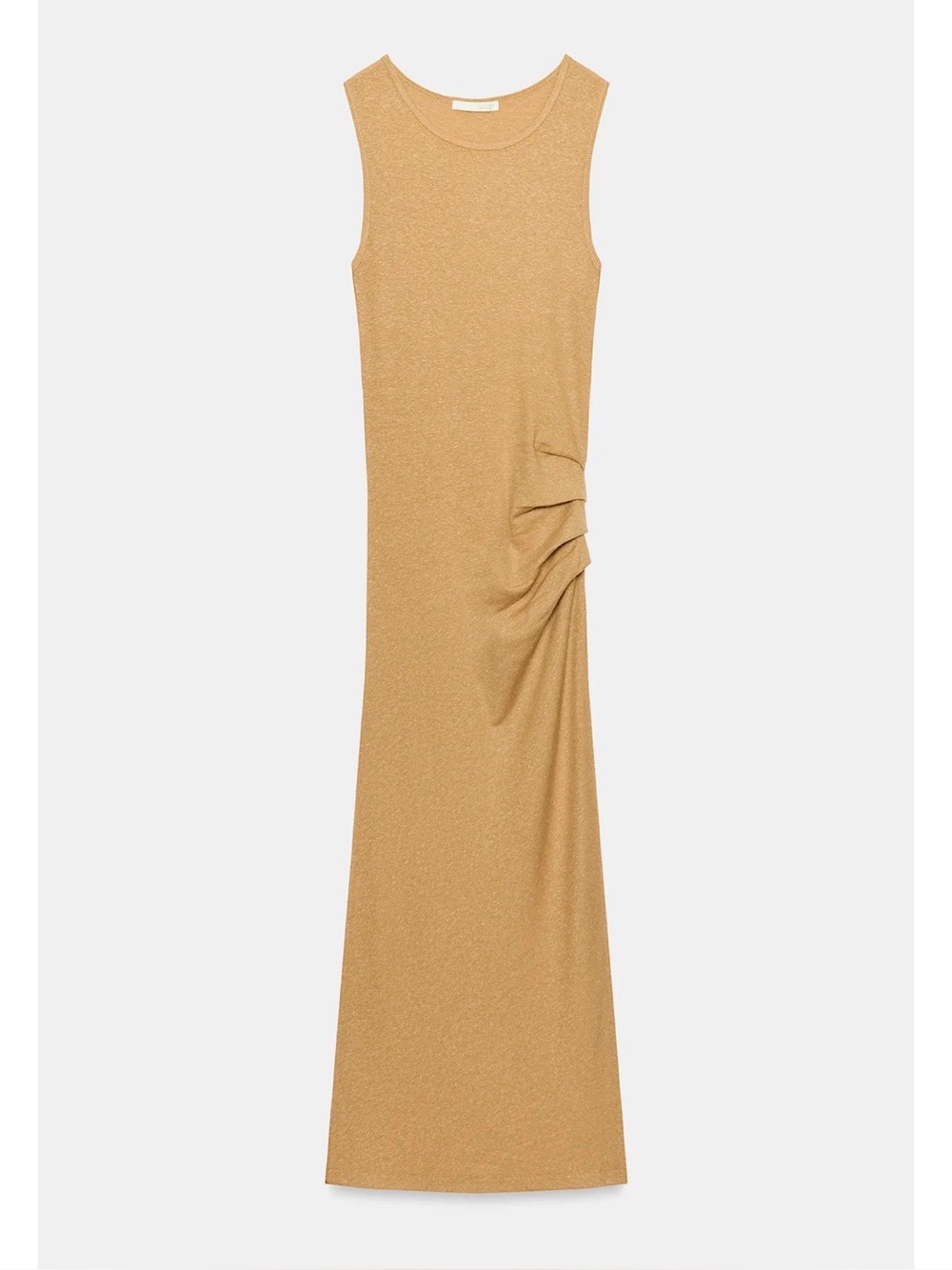 Zara dress with drape detail light camel